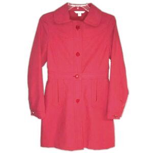 Banana Republic Trenchcoat Red Collared Long Womens Petite Medium Button 8 10